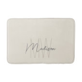 Modern Monogram Naam Script Cream Badmat (Voorkant)