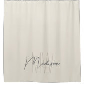 Modern Monogram Naam Script Cream Douchegordijn (Voorkant)
