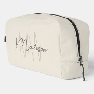 Modern Monogram Naam Script Cream Toilettasje