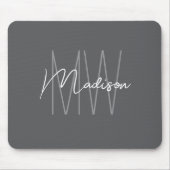 Modern Monogram Naam Script Grijs Muismat (Voorkant)