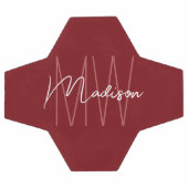 Modern Monogram Naam Script Rood Voetbal (Enkel)