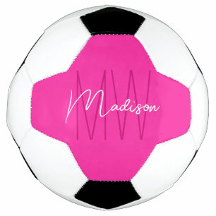 Modern Monogram Naam Script Roze Voetbal