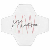 Modern Monogram Naam Script Wit Roze Voetbal (Enkel)