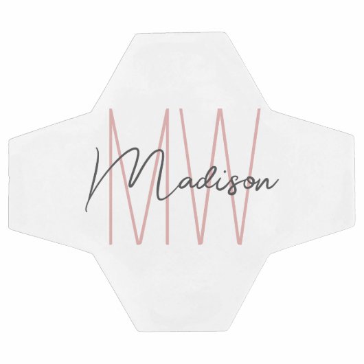 Modern Monogram Naam Script Wit Roze Voetbal (Enkel)