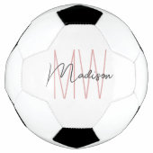 Modern Monogram Naam Script Wit Roze Voetbal (Voorkant)