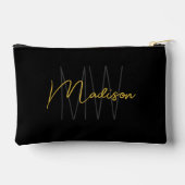 Modern Monogram Naam Script Zwart Goud Etui (Achterkant)