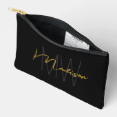 Modern Monogram Naam Script Zwart Goud Etui (Open)