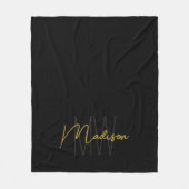 Modern Monogram Naam Script Zwart Goud Fleece Deken (Voorkant)