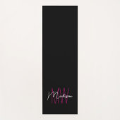 Modern Monogram Naam Script Zwart Roze Yogamat (Voorkant)