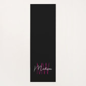 Modern Monogram Naam Script Zwart Roze Yogamat (Achterkant)