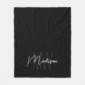 Modern Monogram Naam Script Zwart Wit Fleece Deken (Voorkant)
