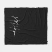 Modern Monogram Naam Script Zwart Wit Fleece Deken (Voorkant (Horizontaal))
