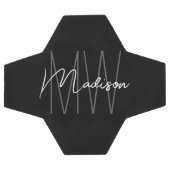 Modern Monogram Naam Script Zwart Wit Voetbal (Enkel)