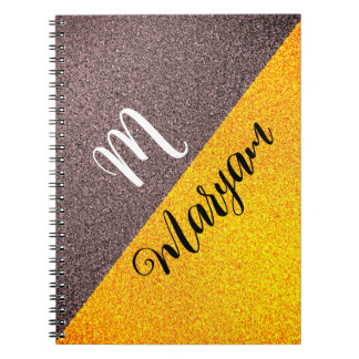 Modern Monogram Naam - Zwart Goud Spiraalvormig No Notitieboek