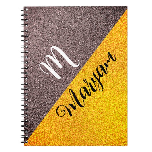 Modern Monogram Naam - Zwart Goud Spiraalvormig No Notitieboek (Voorkant)