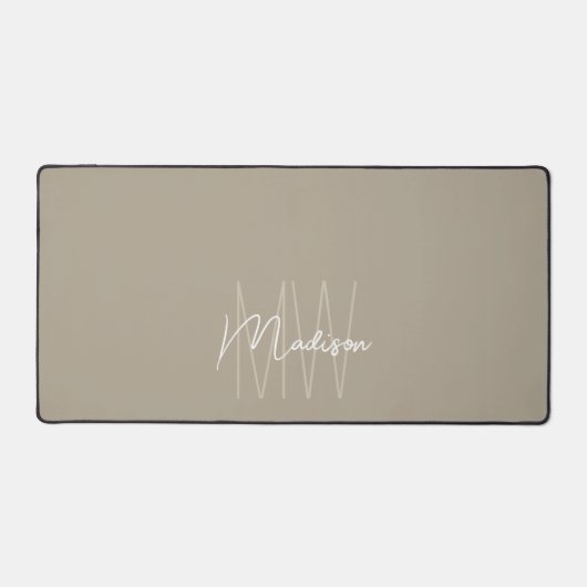 Modern monogram naamscript beige bureaumat (Voorkant)