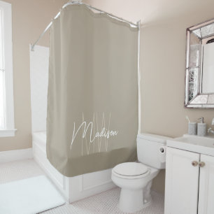 Modern monogram naamscript beige douchegordijn