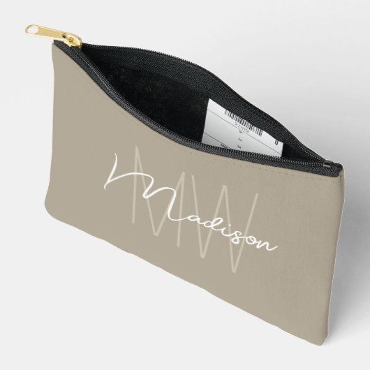 Modern monogram naamscript beige etui (Open)