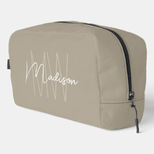 Modern monogram naamscript beige toilettasje