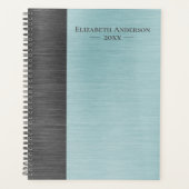 Modern Monogram Name Brushed Metal Daily Planner (Devant)