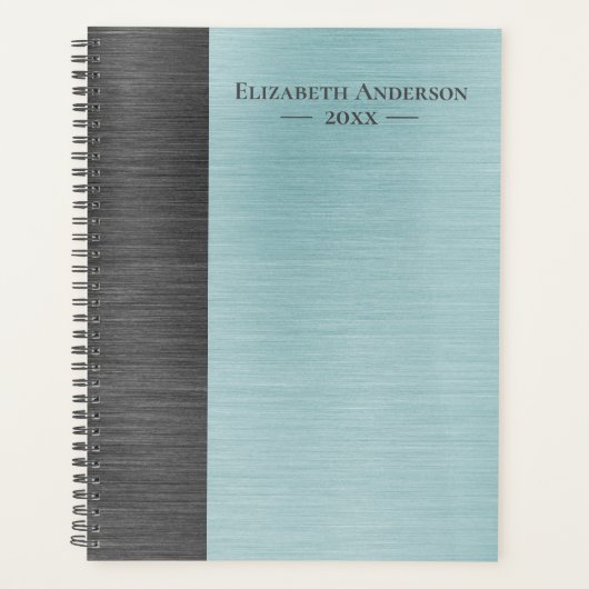 Modern Monogram Name Brushed Metal Daily Planner (Voorkant)