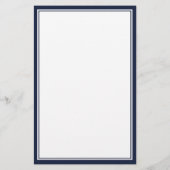 Modern Monogram Navy Blauw Wit Aangepaste Naam Briefpapier (Achterkant)