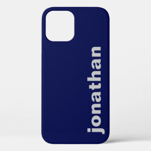 Modern Monogram Navy Blue iPhone 12 Hoesje