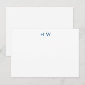 Modern Monogram Navy Blue Flat Note Kaart Notitiekaartje (Voorkant / Achterkant)
