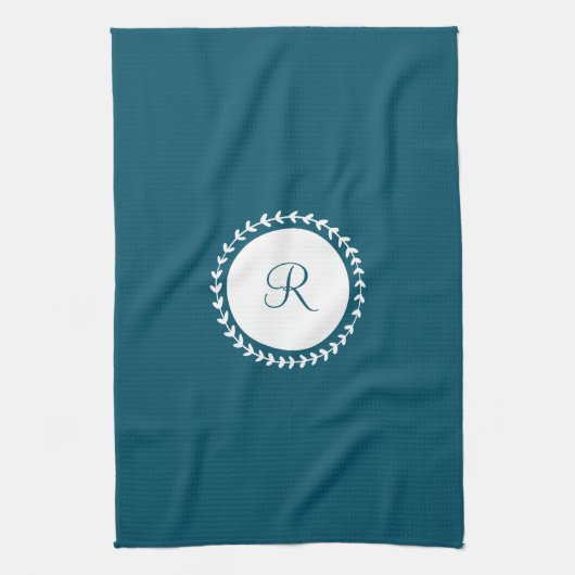 Modern Monogram Navy Blue Theedoek (Verticaal)