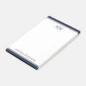 Modern Monogram Navy Blue White - naam Post-it® Notes (Schuin)