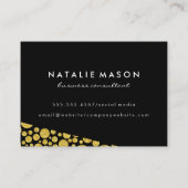 Modern Monogram op zwart | Glitter Polka Dots Visitekaartje (Achterkant)