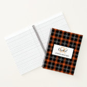 Modern Monogram Oranje Herfst Plaid Notitieboek (Binnen)