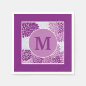  modern Monogram Paars Floral Pattern Servet (Voorkant)