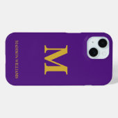 Modern Monogram Paarse & Gouden Stijlvolle Minimal Case-Mate iPhone Case (Achterkant (horizontaal))