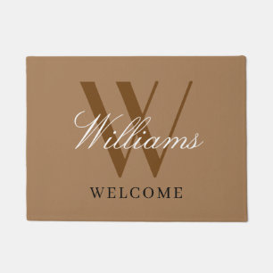 Modern Monogram Passen getrouwd Khaki Name Wedding Deurmat