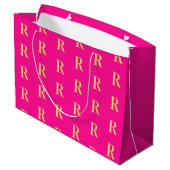 Modern Monogram Patroon Hot Pink Groot Cadeauzakje (Achterkant Gekanteld)