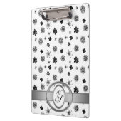 Modern Monogram Patroon Zwart-wit Klembord (Links)