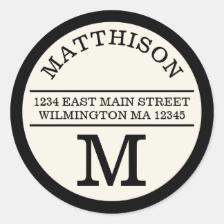 Modern Monogram Persoonlijk Rond Adres Label