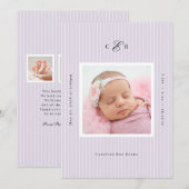 Modern Monogram Photo Birth Announcement Aankondiging (Voorkant / Achterkant)