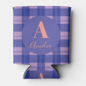 Modern Monogram Plaid Paarse Blikjeskoeler (Voorkant)