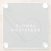 Modern Monogram Plain Grey Trendy Glazen Onderzetter (Achterkant)