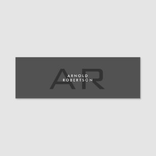 Modern Monogram Plain Grey Trendy Naam toevoegen Naamplaatje