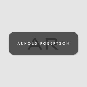 Modern Monogram Plain Grey Trendy Naamplaatje