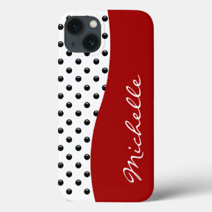 Modern Monogram Polka Dot iPhone 13 Hoesje