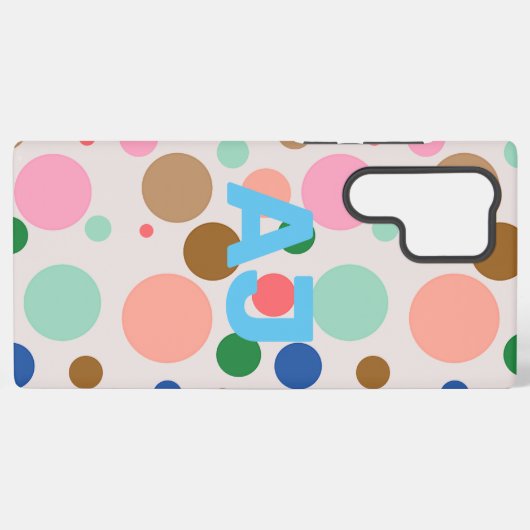 Modern Monogram Polka Dot Pattern Samsung Galaxy Hoesje (Achterkant horizontaal)