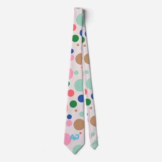 Modern Monogram Polka Dot Pattern Stropdas (Voorkant)