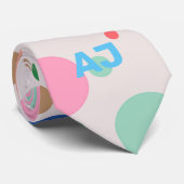 Modern Monogram Polka Dot Pattern Stropdas (Opgerold)