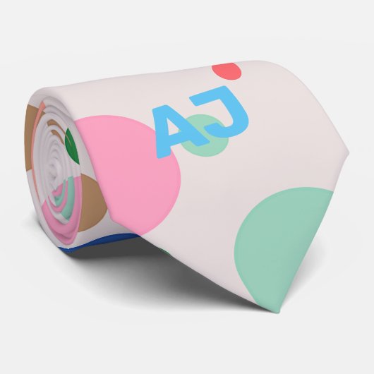 Modern Monogram Polka Dot Pattern Stropdas (Opgerold)