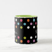 Modern Monogram Polka Dots Tweekleurige Koffiemok (Center)