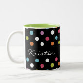 Modern Monogram Polka Dots Tweekleurige Koffiemok (Links)